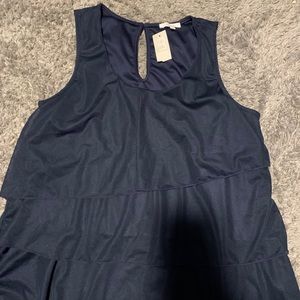 navy blue blouse with ruffled on front